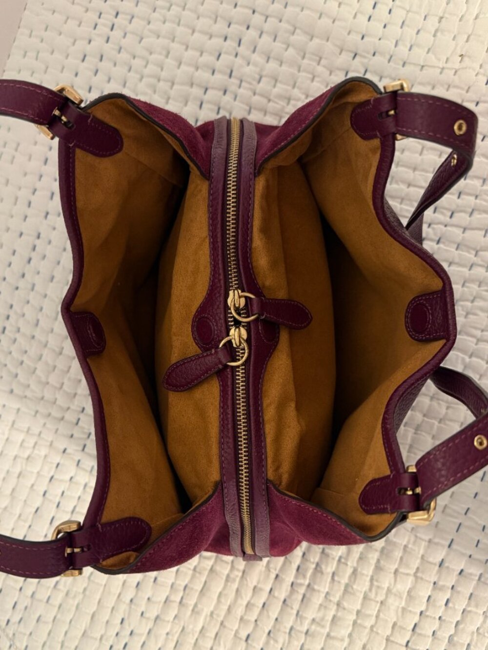 COACH LORI LEATHER & SUEDE SHOULDER BAG - Picture 7 of 12